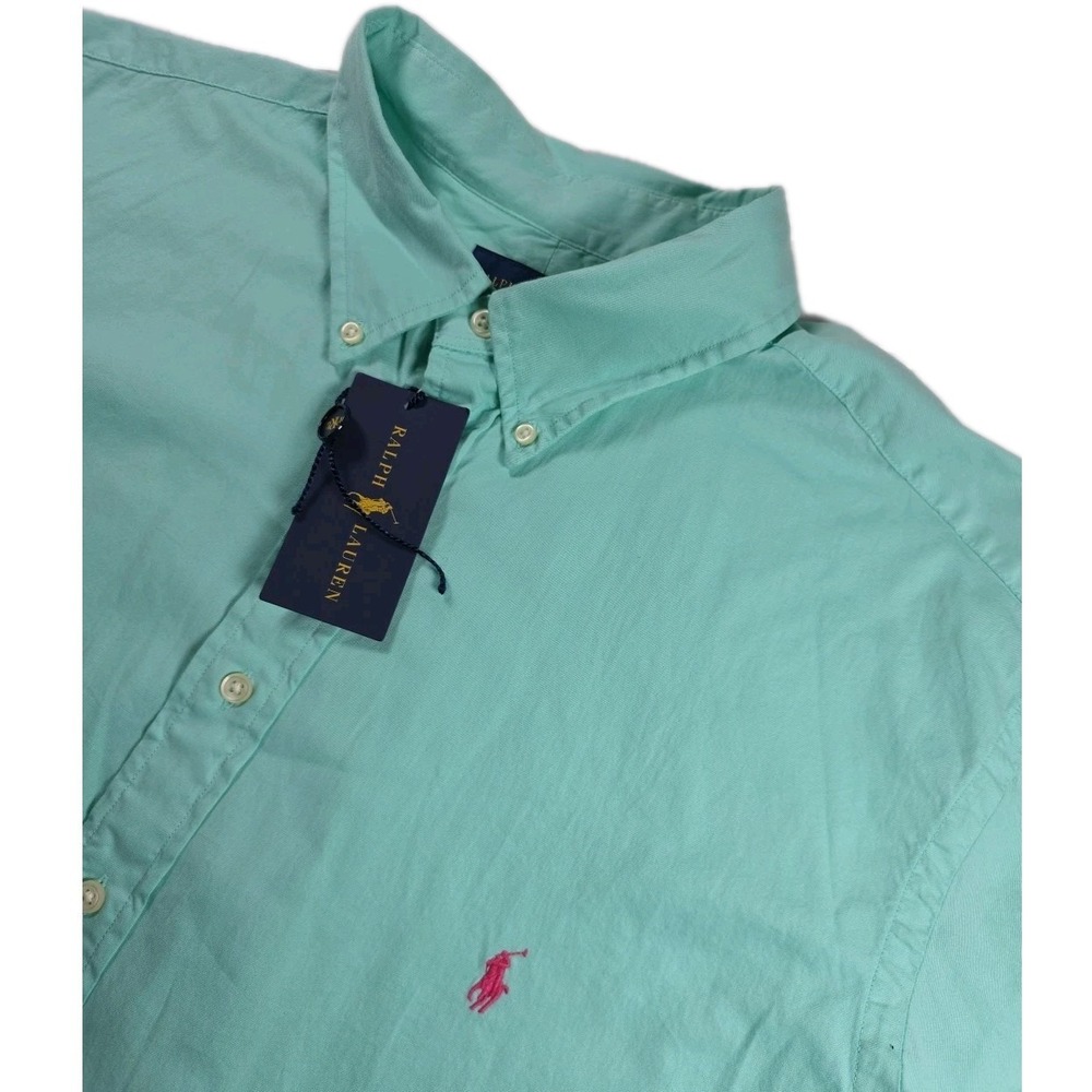 Polo Ralph Lauren Men's 1XB Mint Featherweight Twill Button Short Sleeve Shirt